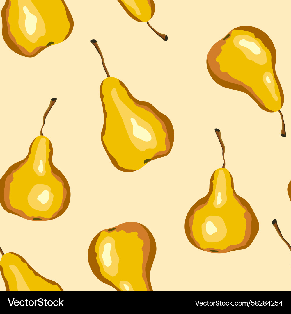 Pear Seamless Pattern Vector Image