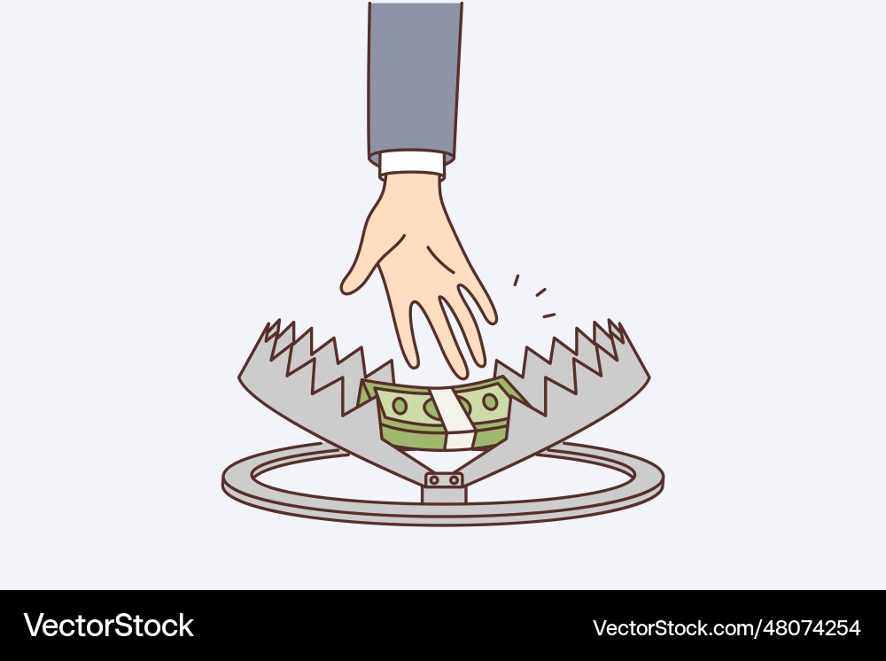 Person Hand erreicht Geld in der Falle Symbolisierung Person Hand erreicht Geld in der Falle Symbolisierung vektorbild