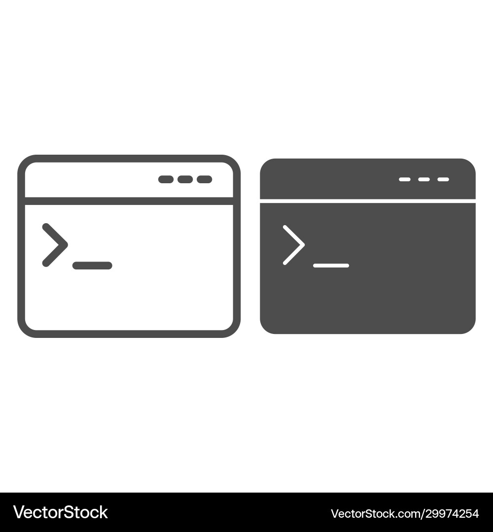 Program console line and solid icon application Program console line and solid icon application vector image