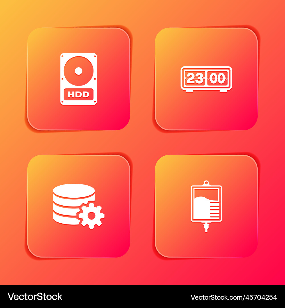 Set hard disk drive hdd retro flip clock setting vector image