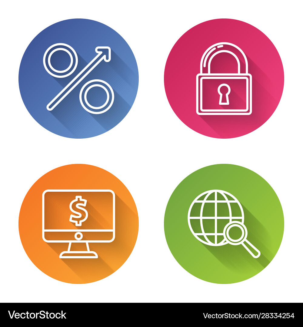 Set line percent up arrow lock computer monitor Set line percent up arrow lock computer monitor Vector Image