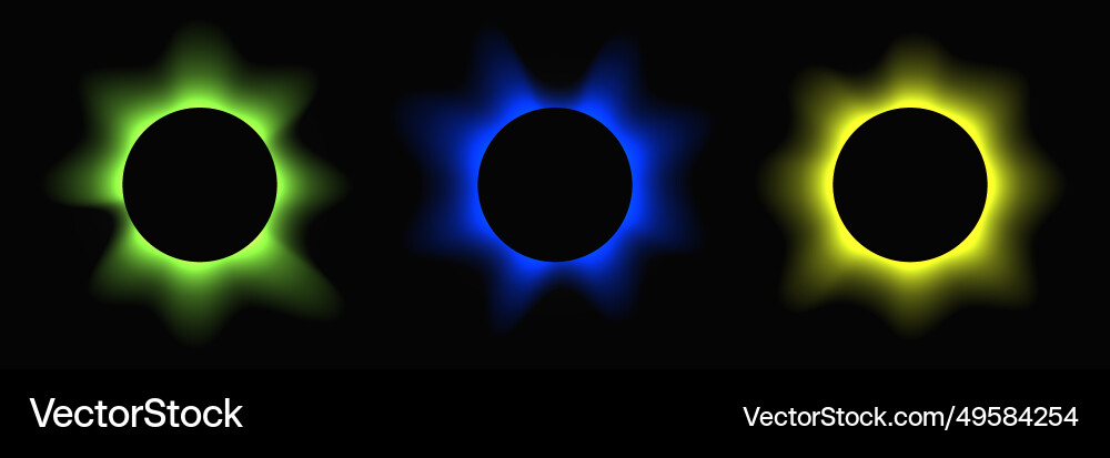 Set of circle illuminate light frames with color Set of circle illuminate light frames with color vector image
