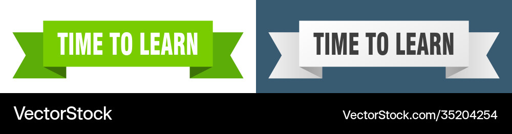 Time to learn ribbon isolated paper vector image
