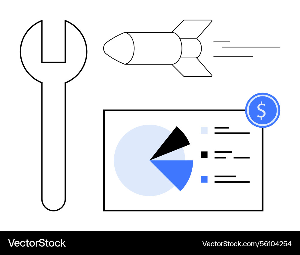 Tools rocket and data chart representing Tools rocket and data chart representing vector image