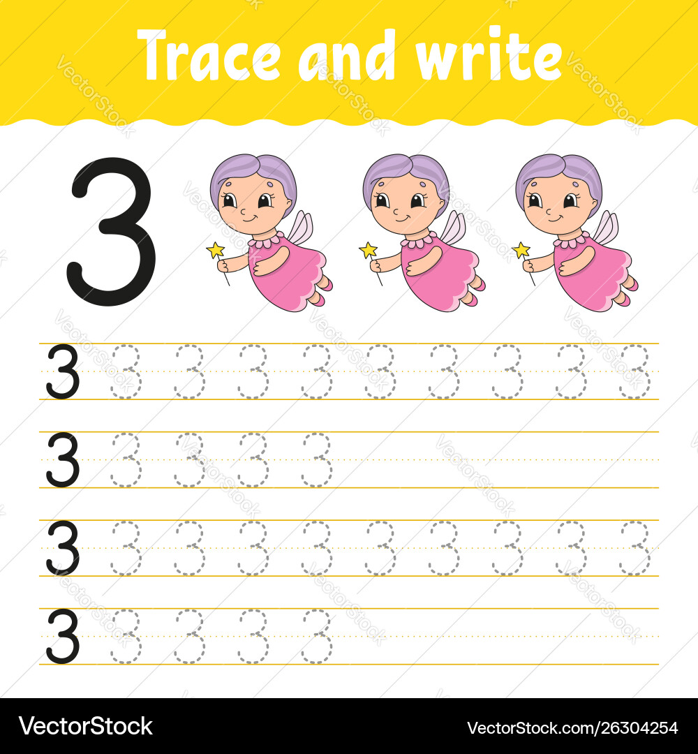 Trace and write handwriting practice learning Trace and write handwriting practice learning vector image