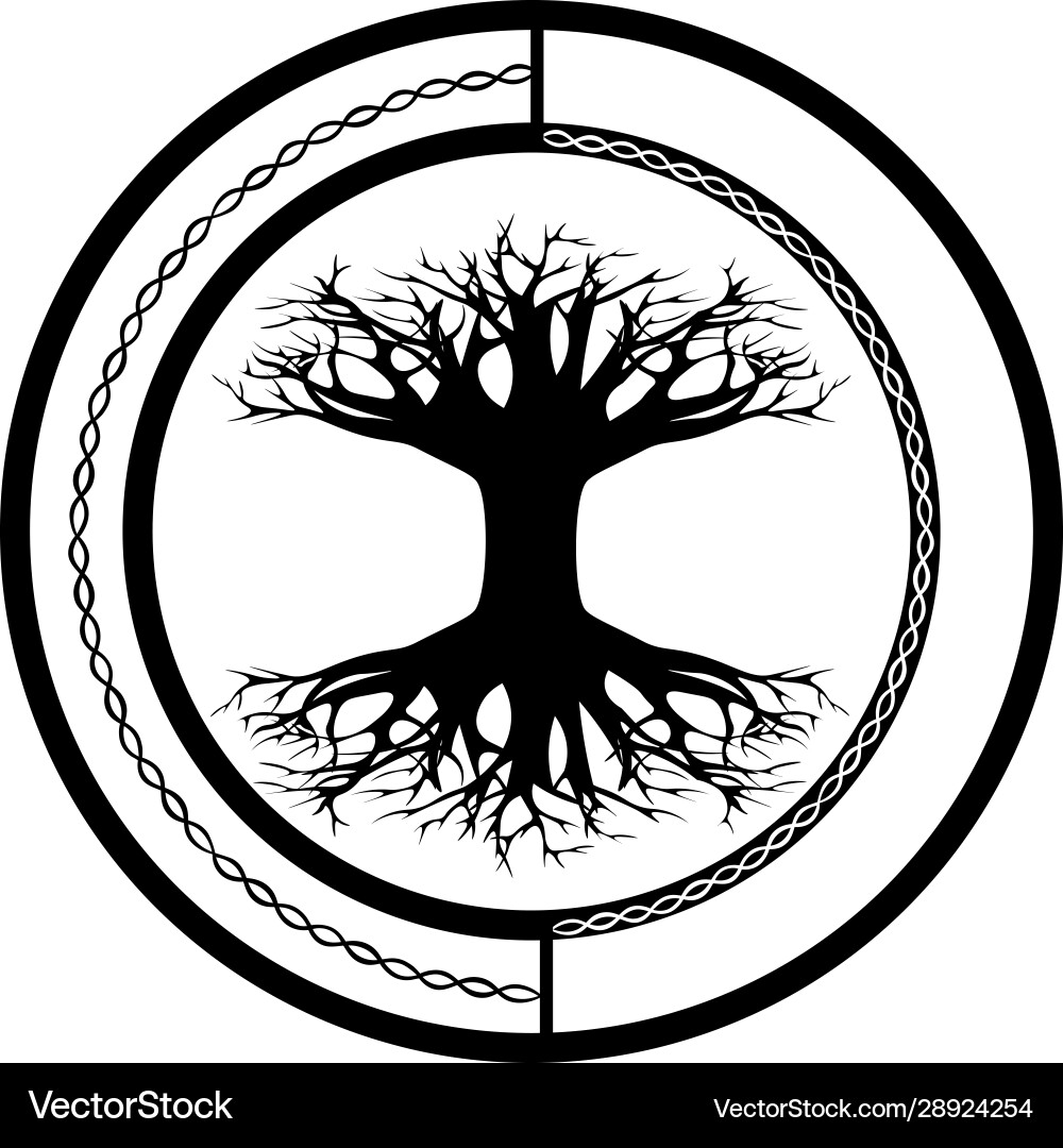Yggdrasil world tree tattoo or print design Yggdrasil world tree tattoo or print design vector image