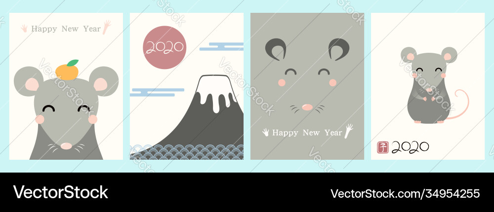 2020 chinese new year cards set 2020 chinese new year cards set vector image