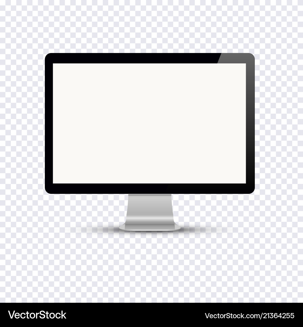 Blank computer display isolated on transparent vector image