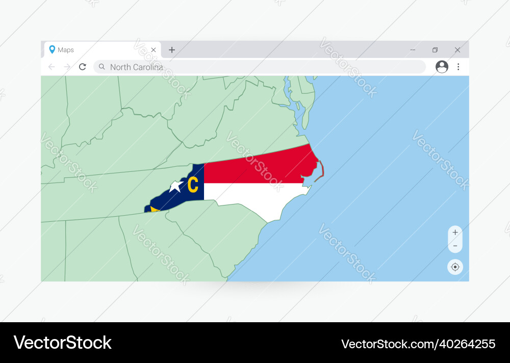 Browser window with map of north carolina vector image