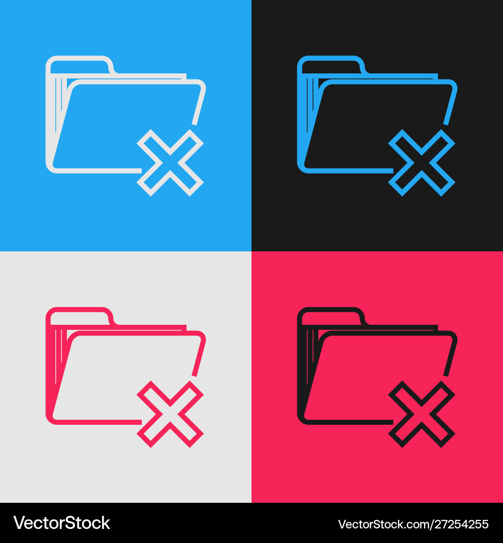 Color line delete folder icon isolated on Color line delete folder icon isolated on vector image