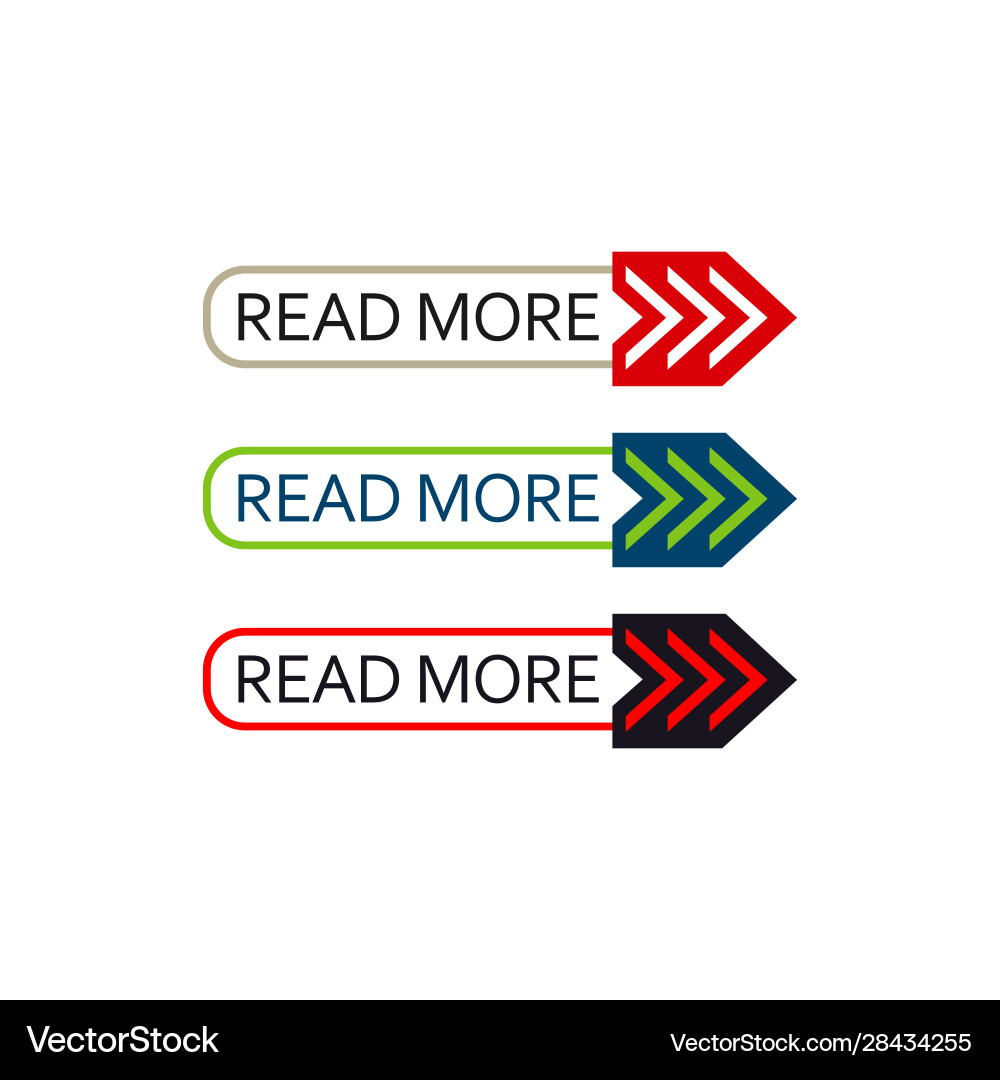 Read more button set colorful web element vector image