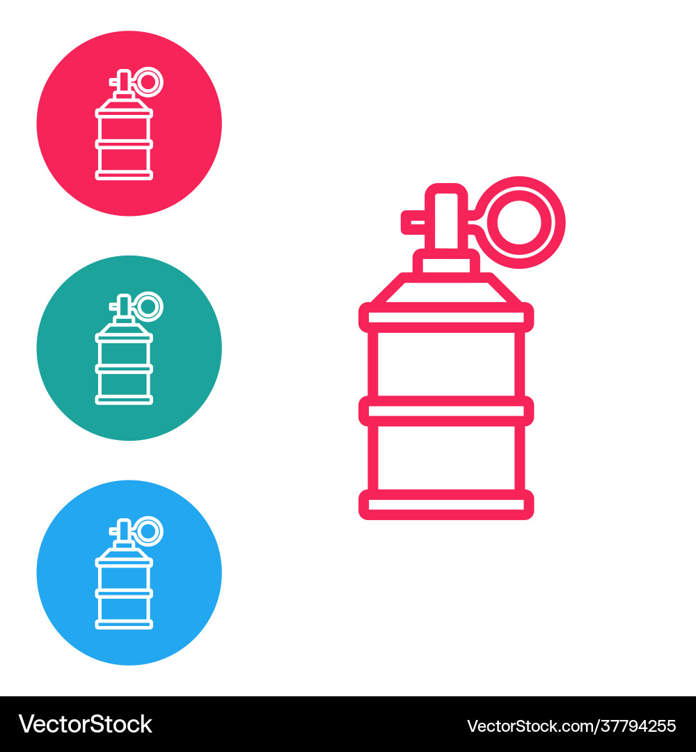 Red line hand smoke grenade icon isolated on white Red line hand smoke grenade icon isolated on white vector image