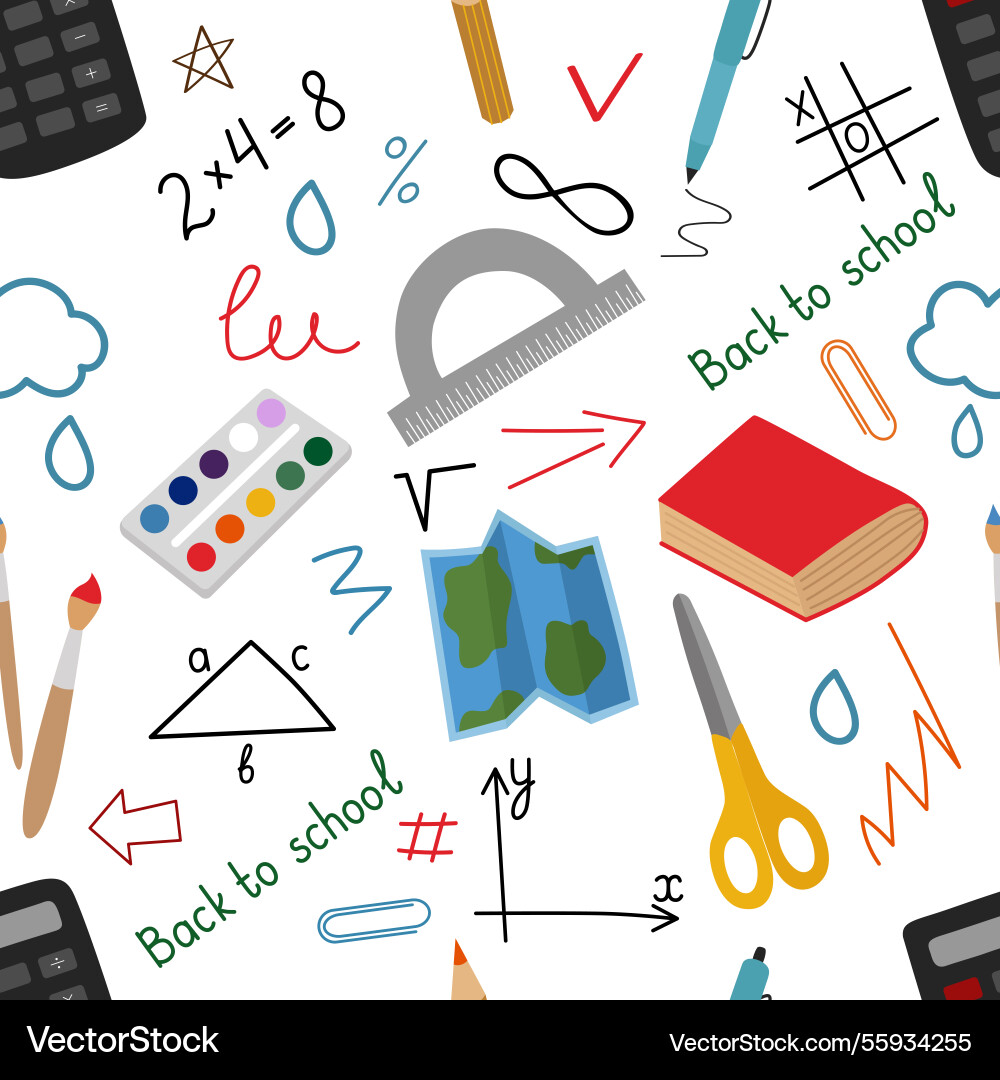Seamless pattern with elements back to school Seamless pattern with elements back to school Vector Image