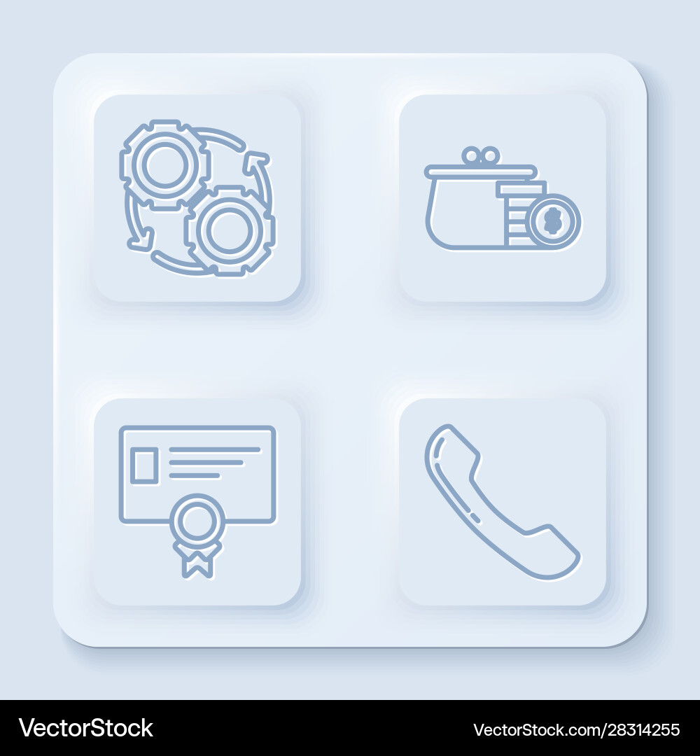 Set line gear and arrows as workflow process vector image