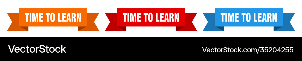Time to learn ribbon isolated paper Vector Image