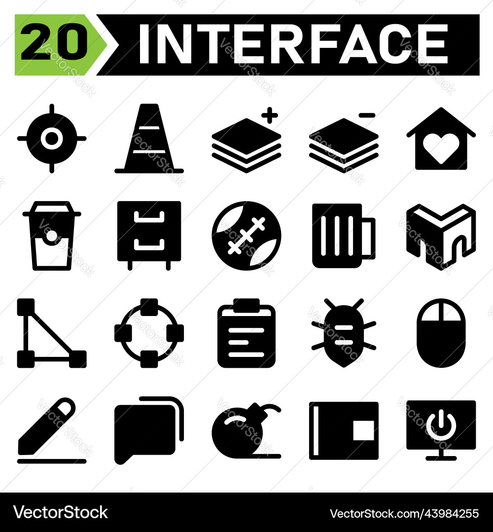 User interface icon set include location target vector image