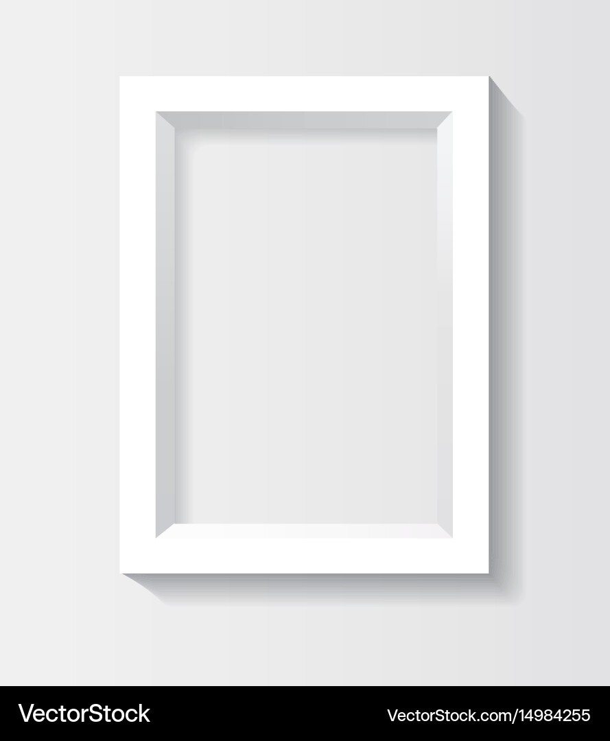 White rectangular 3d photo frame with shadow vector image