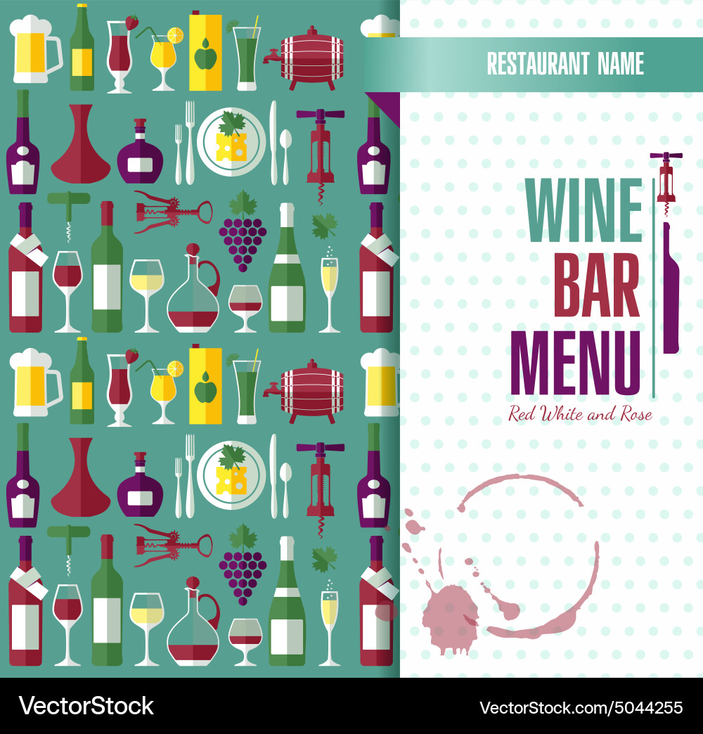 Wine menu abstract background flat style vector image