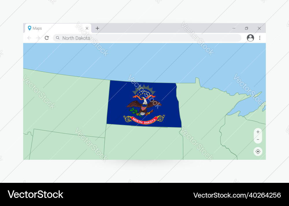 Browser window with map of north dakota searching vector image