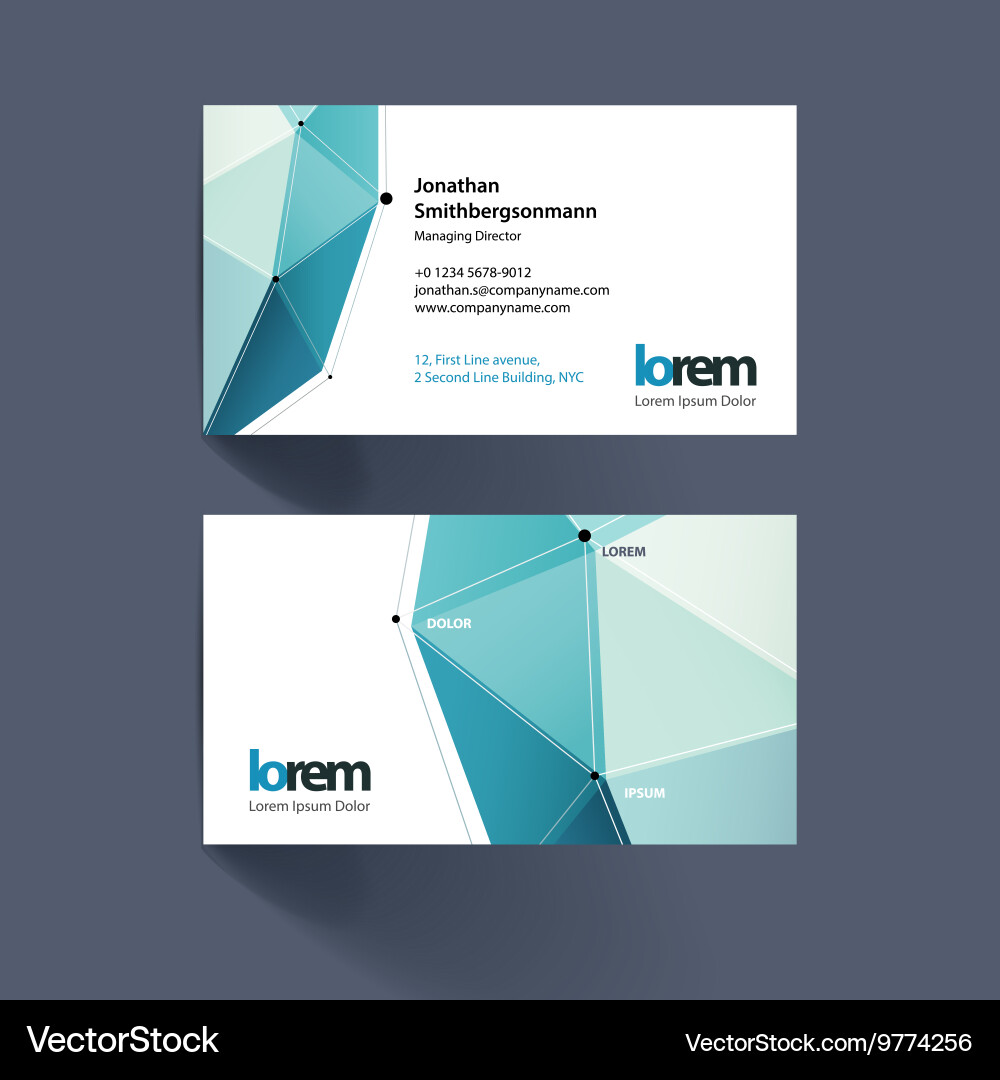 Business card template with triangles and polygons vector image