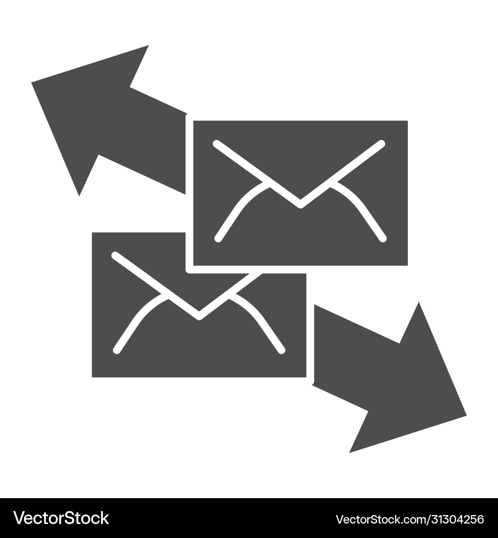 Correspondence with direction arrows solid icon Correspondence with direction arrows solid icon vector image
