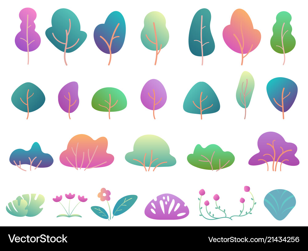 Modern Gradient Trees & Bushes vector image
