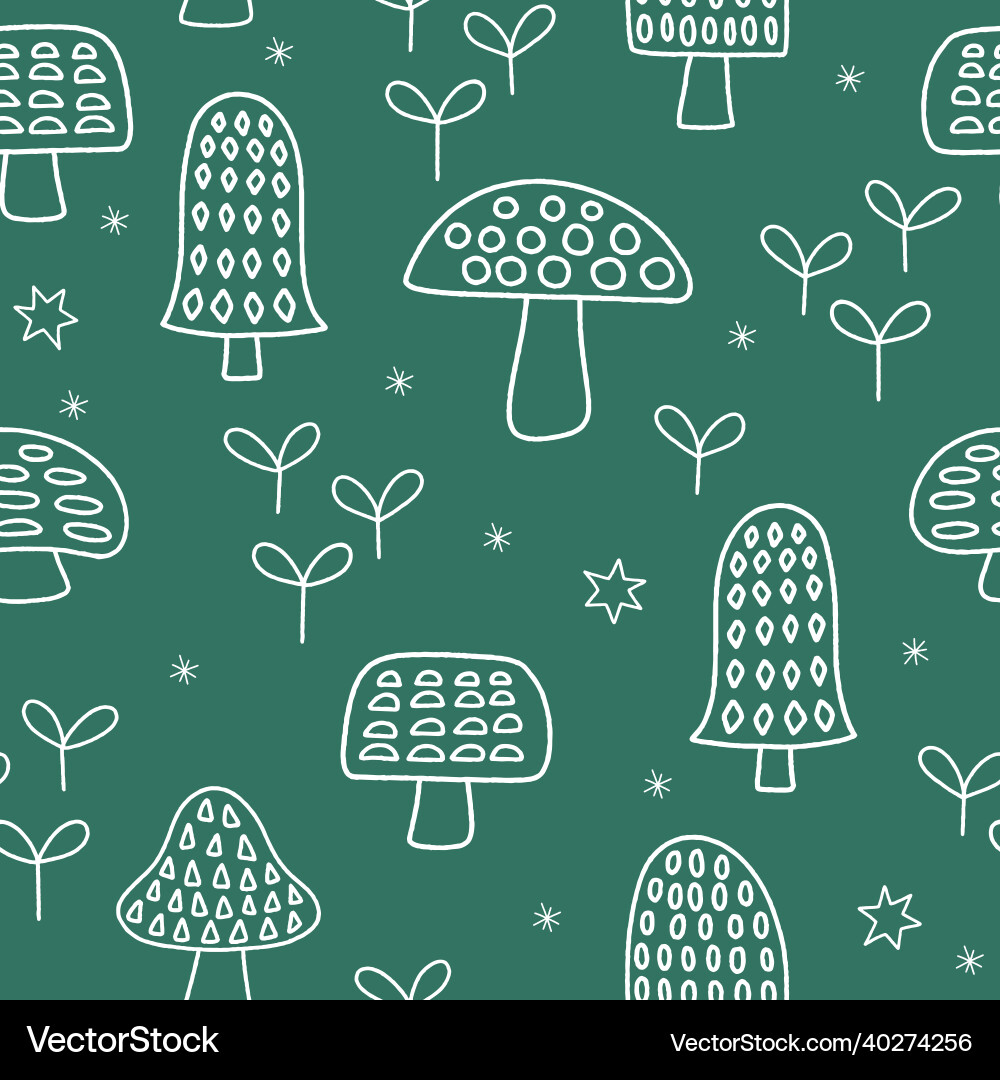 Mushroom pattern background seamless vector image