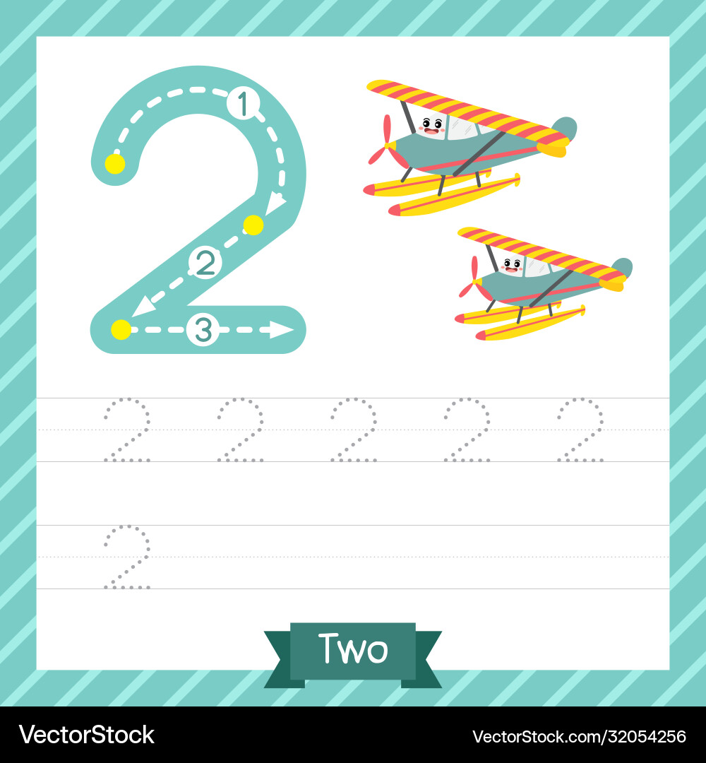 Number 2 transportation tracing worksheet Number 2 transportation tracing worksheet vector image