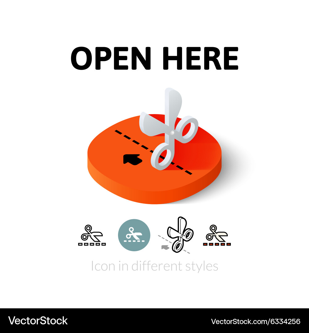 Open here icon in different style Vector Image