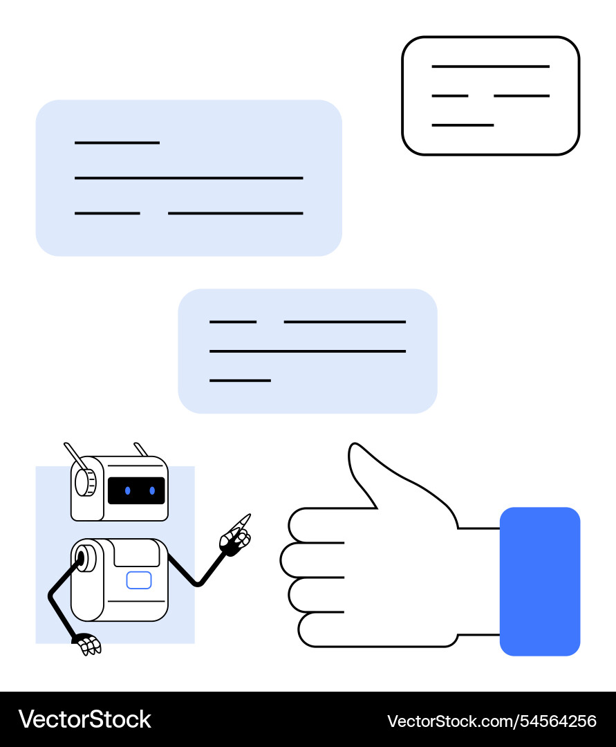 Robot interacting with user using speech bubbles Vector Image