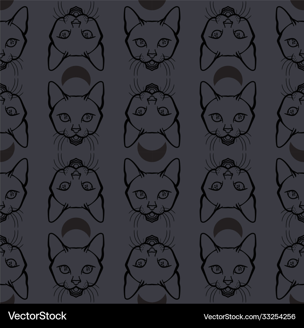 Seamless repeat pattern design with cats Vector Image