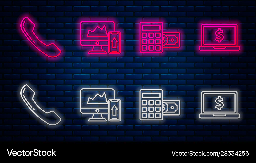 Set line financial chart or graph on computer Vector Image