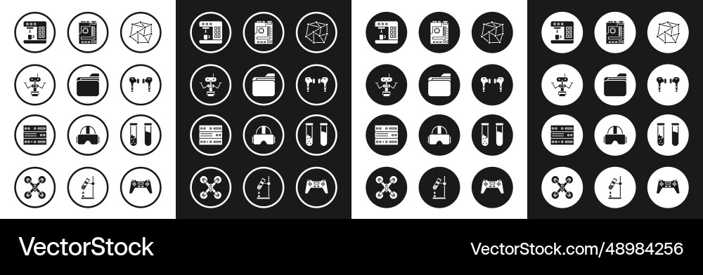 Set neural network document folder robot coffee vector image