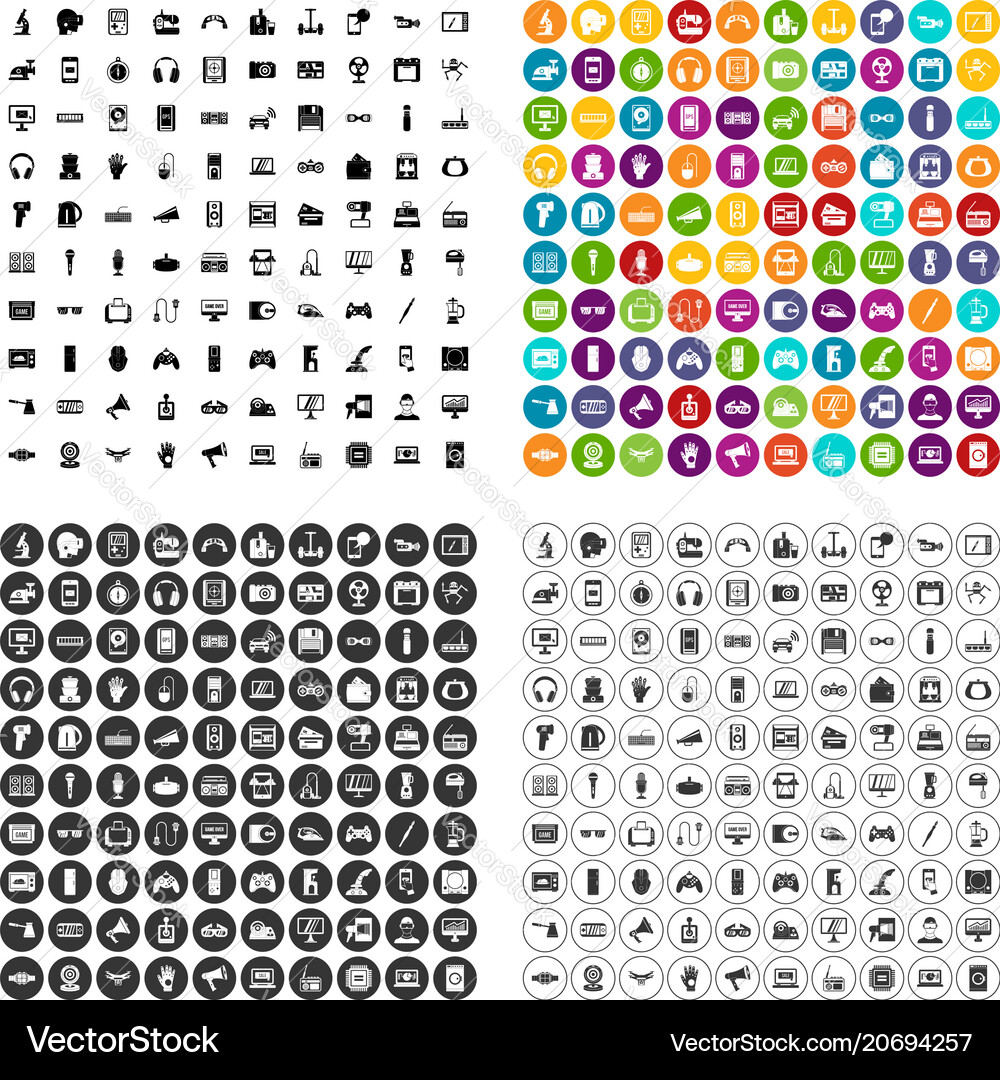100 device app icons set variant 100 device app icons set variant vector image