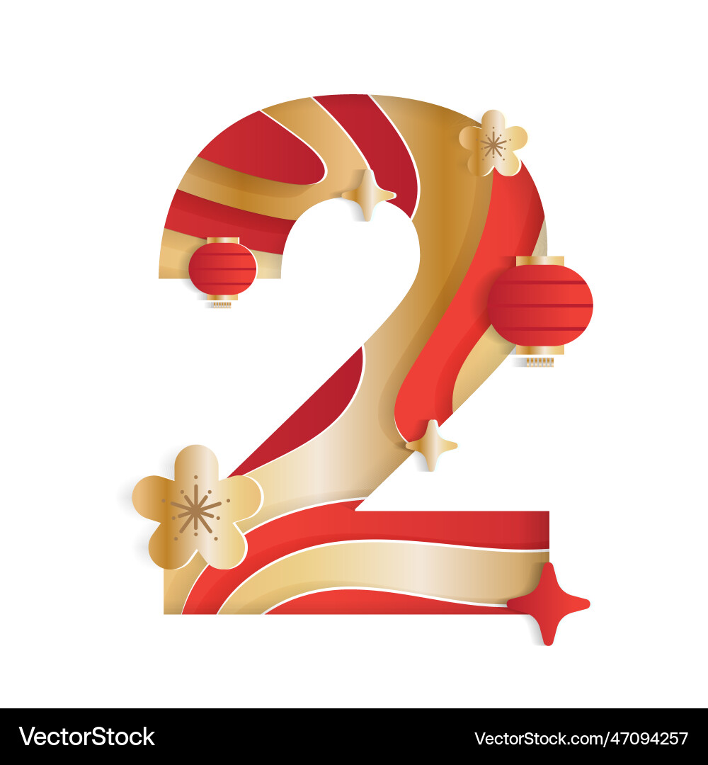 2 numeric number chinese new year concept Vector Image