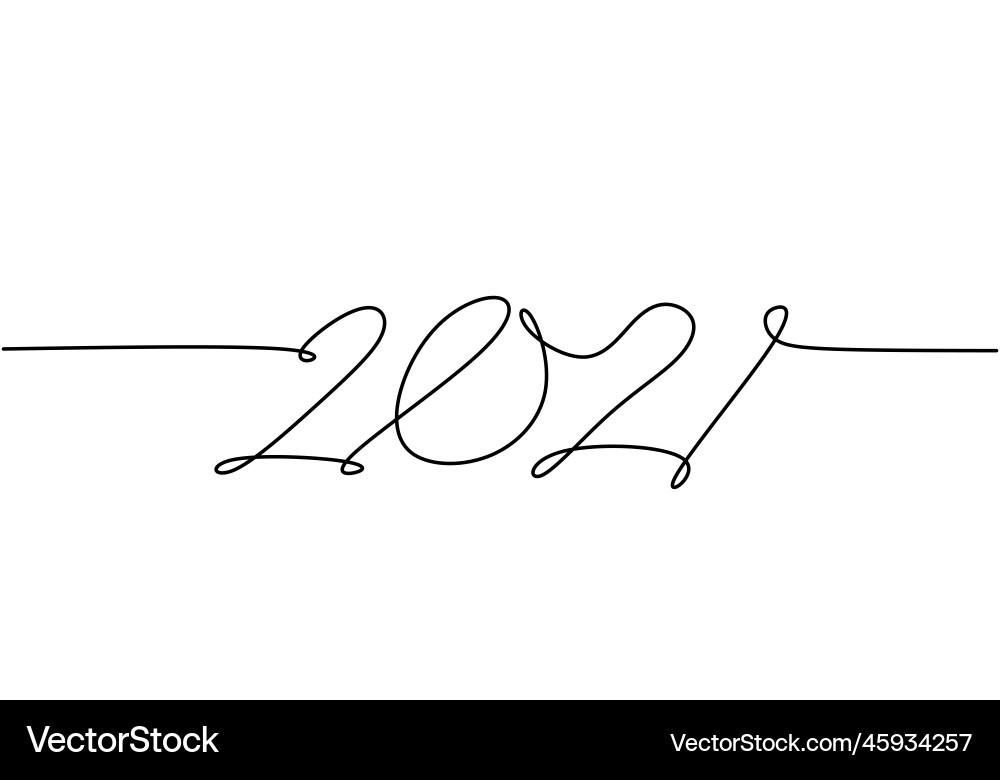 2021 of a new year continuous line drawing 2021 of a new year continuous line drawing vector image