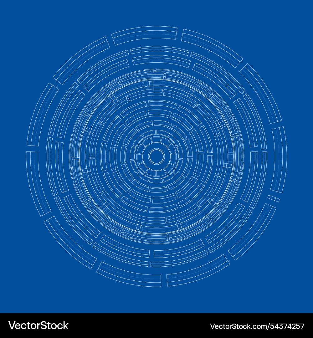 3d circular pattern style wireframe model vector image