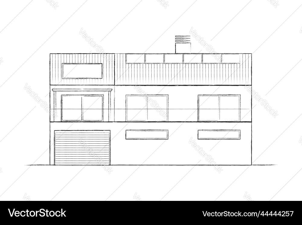 Architecture sketch front view of a facade house Vector Image