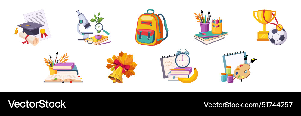 Back to school item and object composition vector image