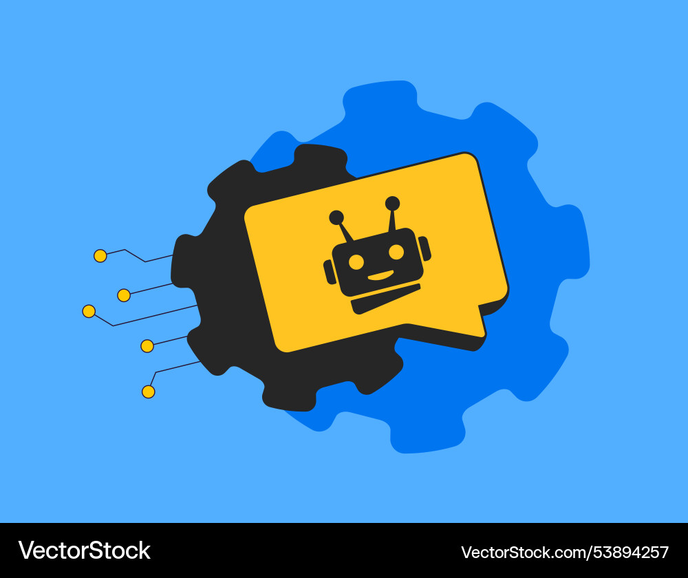 Chatbot integration in customer service automates vector image