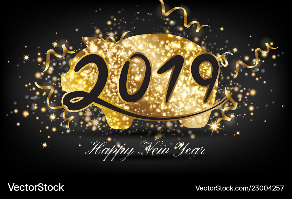 Chinese happy new year 2019 golden pig greeting Chinese happy new year 2019 golden pig greeting vector image