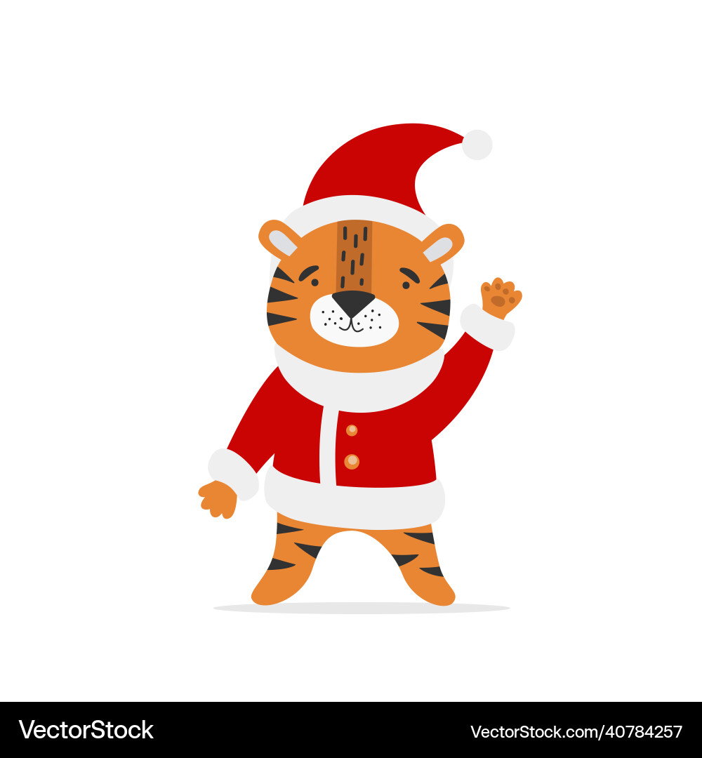Cute tiger on a white background new year Vector Image