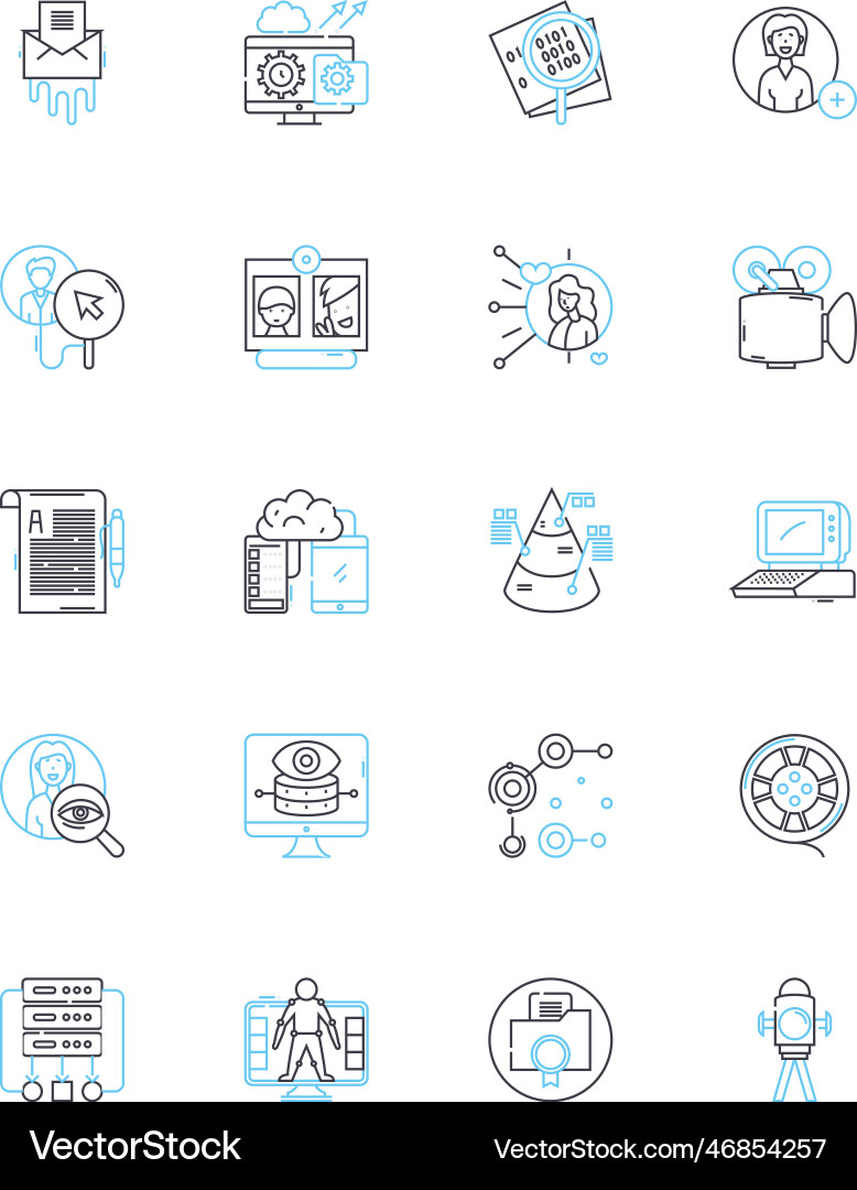 Digital applications linear icons set innovation Digital applications linear icons set innovation vector image