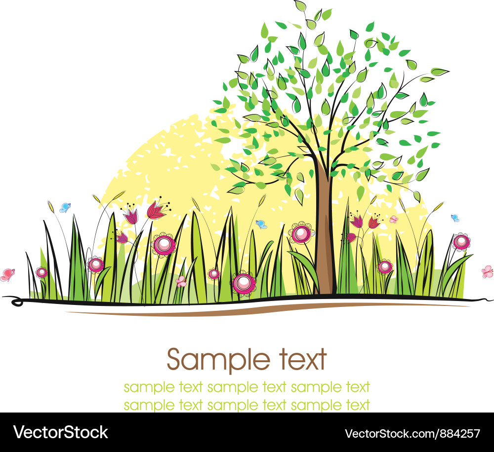 Floral Landscape Vector Image