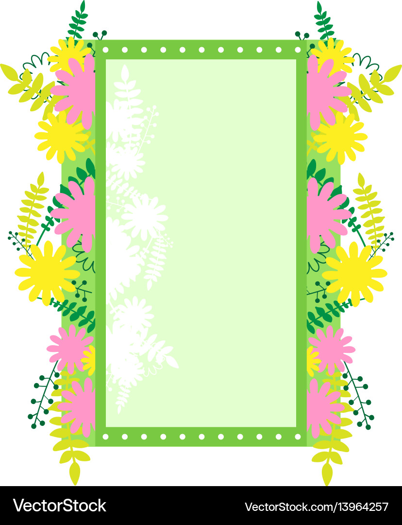 Frame rectangular with abstract flowers Vector Image