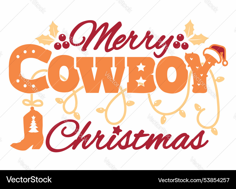 Merry cowboy christmas printable Vector Image