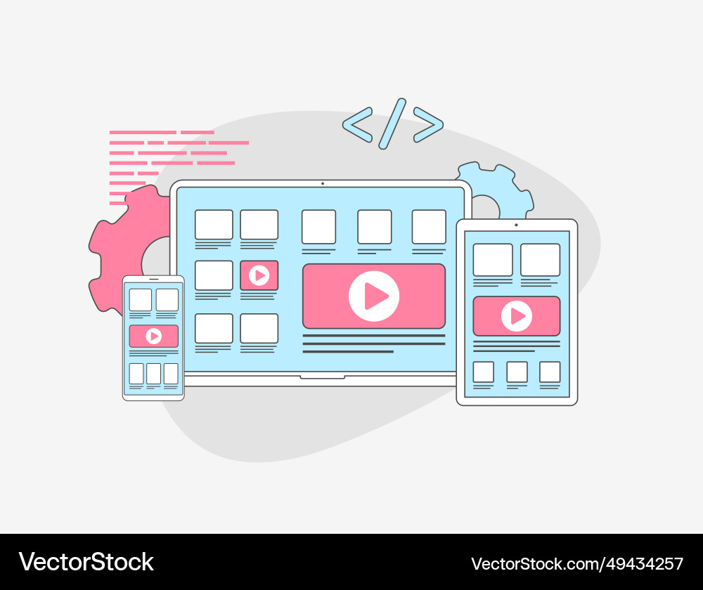 Mobile first design - responsive web page vector image
