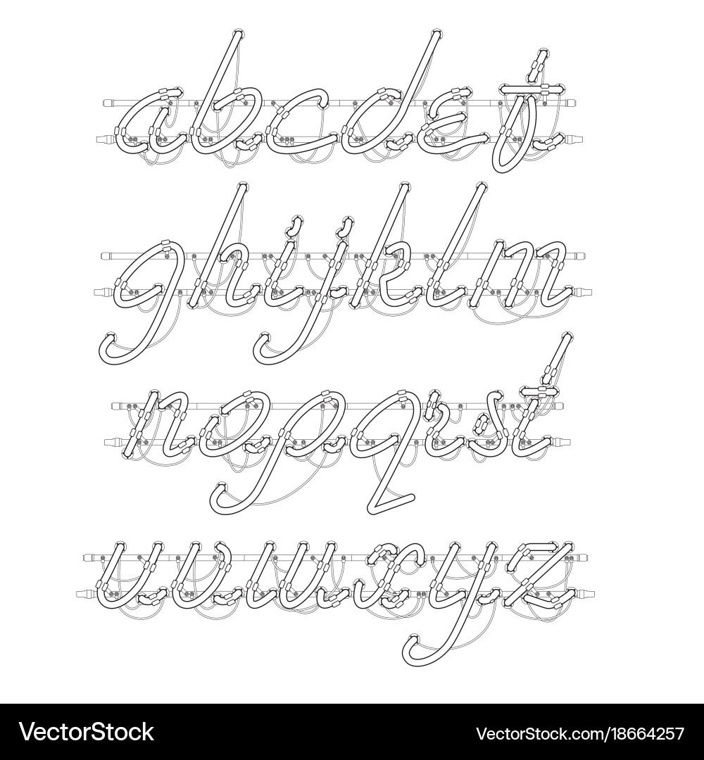 Neon Script Font - White Glow Vector Image