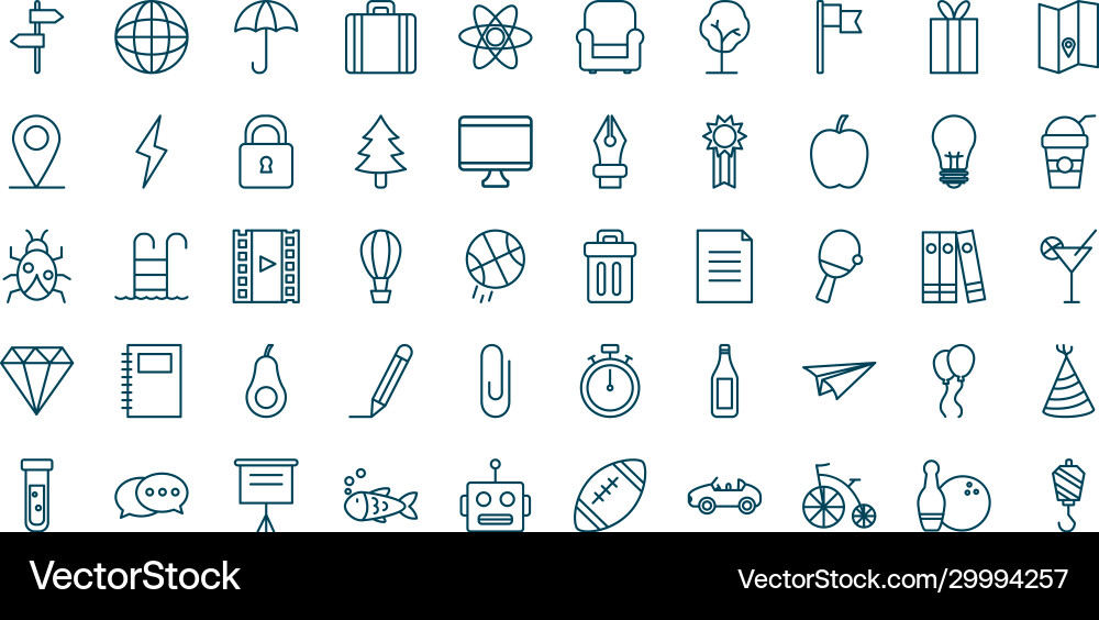 Objects line style icon set design Vector Image