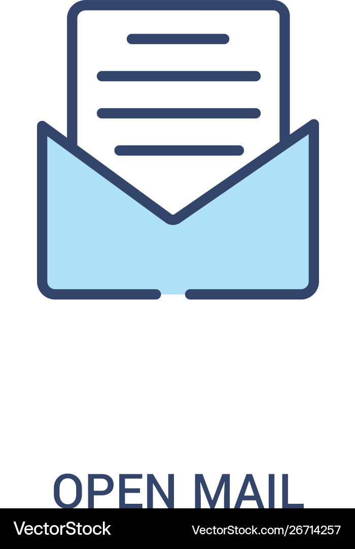 Open mail concept 2 colored icon simple line Open mail concept 2 colored icon simple line vector image